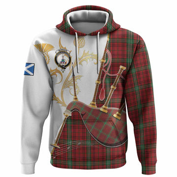 Morrison Tartan Family Crest Hoodie Bagpipes with Scottish Thistle