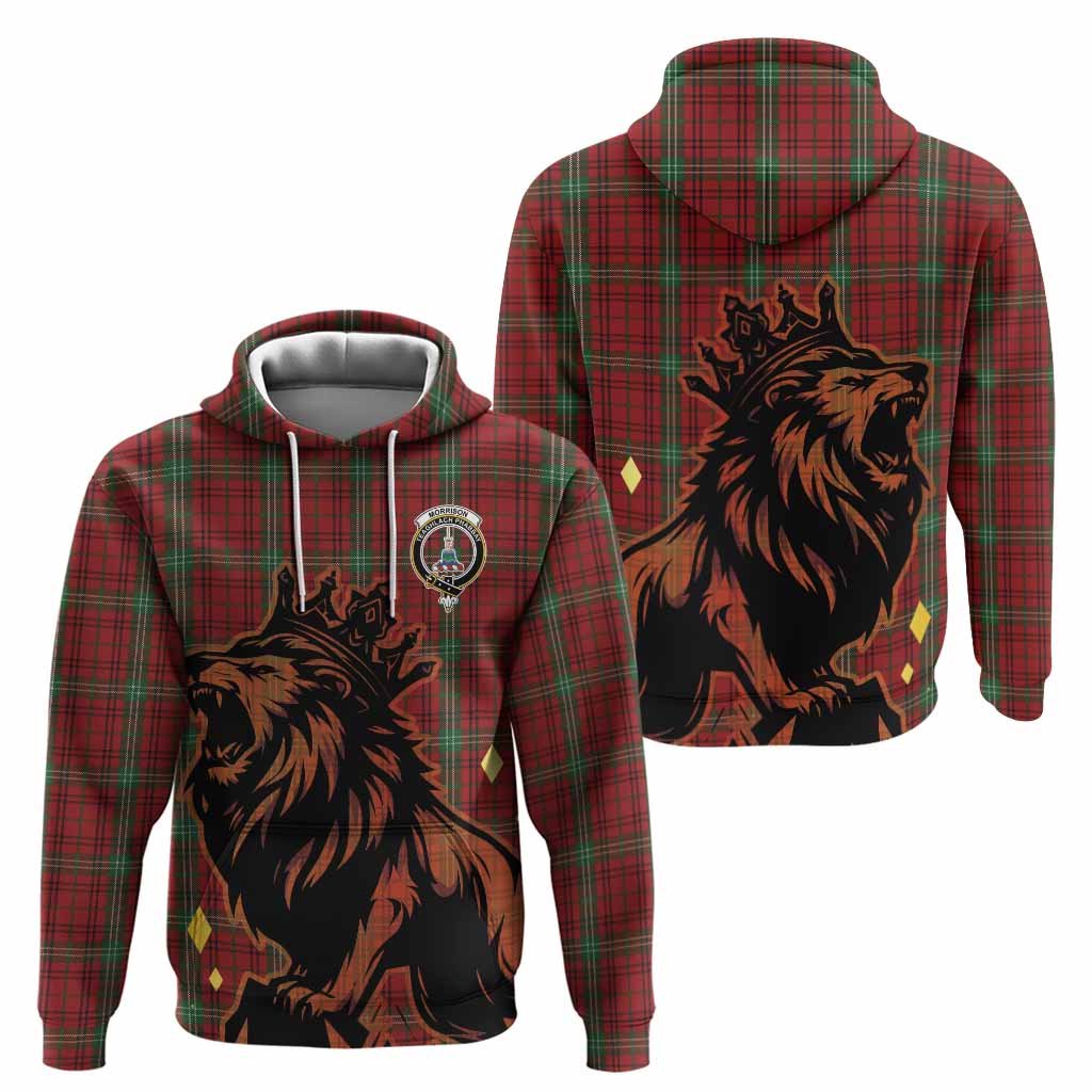 Morrison Tartan Family Crest Hoodie Crowned Lion Roaring
