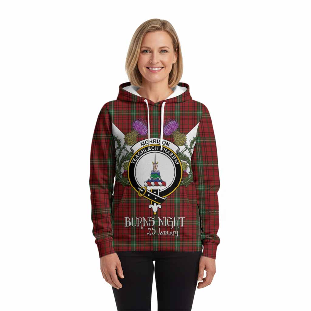 Morrison Tartan Family Crest Hoodie Scottish Burns Night Thistle Floral