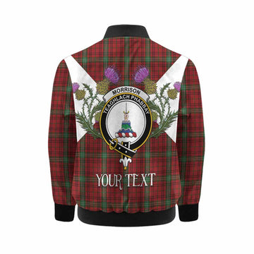 Morrison Tartan Family Crest Kid Bomber Jacket Scottish Burns Night Thistle Floral