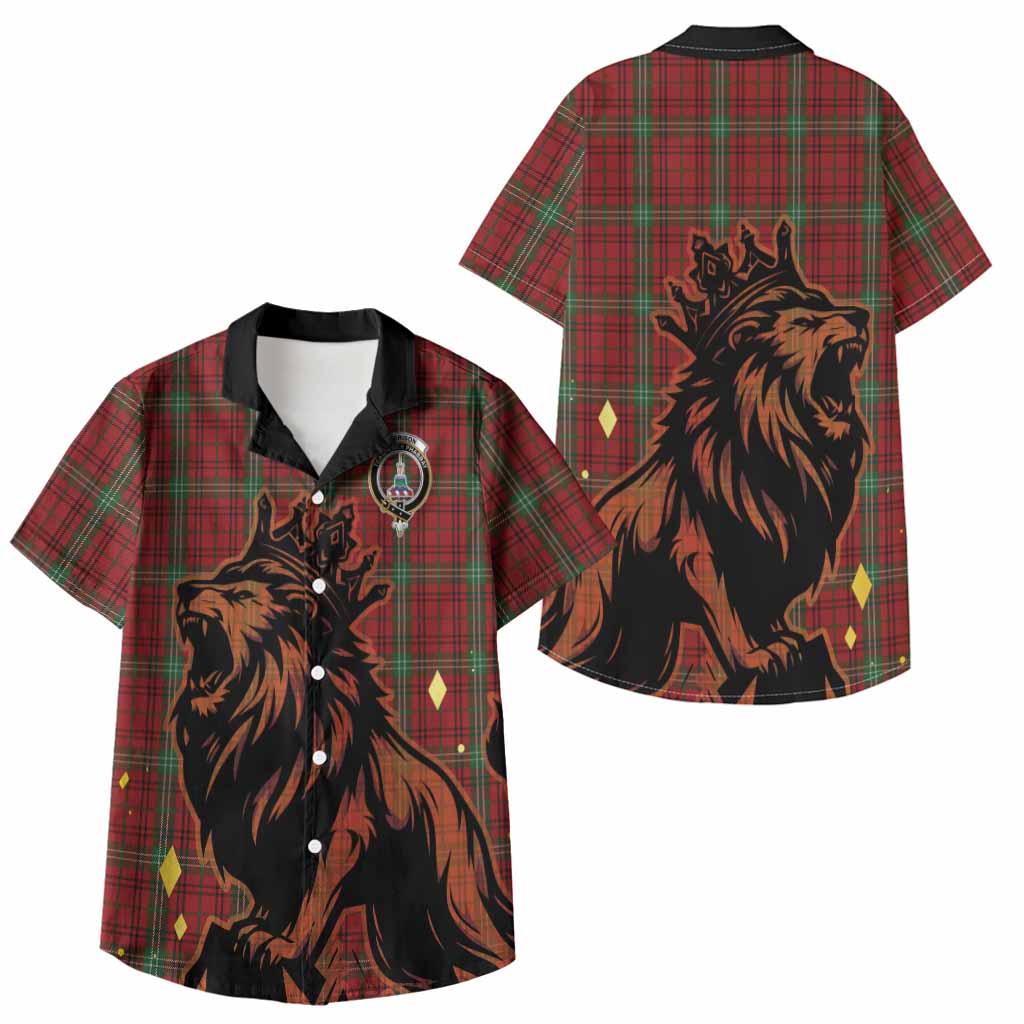 Morrison Tartan Family Crest Kid Hawaiian Shirt Crowned Lion Roaring