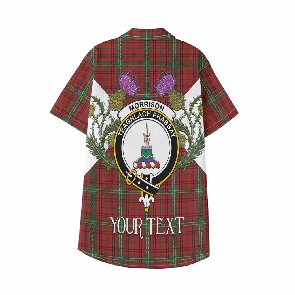 Morrison Tartan Family Crest Kid Hawaiian Shirt Scottish Burns Night Thistle Floral