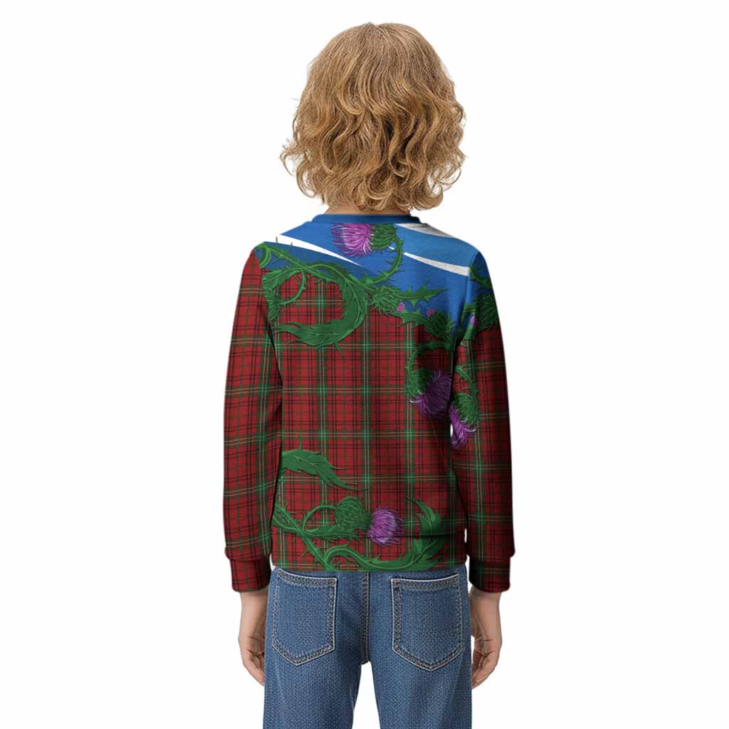 Morrison Tartan Family Crest Kid Knitted Sweatshirt Thistle in Minimalism