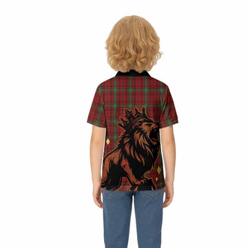Morrison Tartan Family Crest Kid Polo Shirt Crowned Lion Roaring
