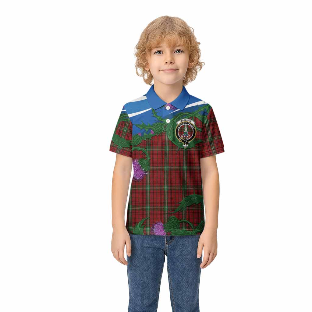 Morrison Tartan Family Crest Kid Polo Shirt Thistle in Minimalism