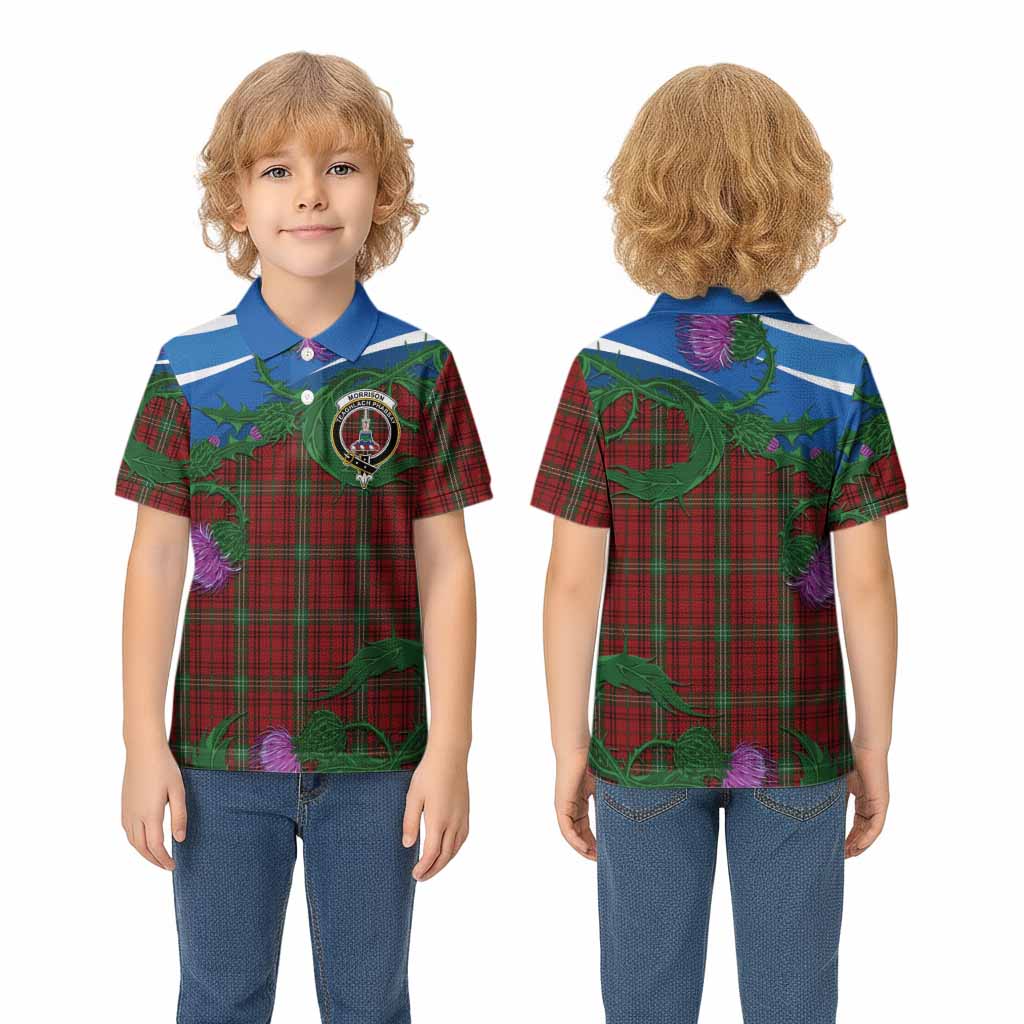 Morrison Tartan Family Crest Kid Polo Shirt Thistle in Minimalism