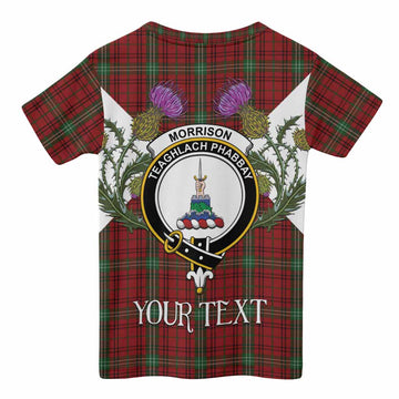 Morrison Tartan Family Crest Kid T-shirt Scottish Burns Night Thistle Floral