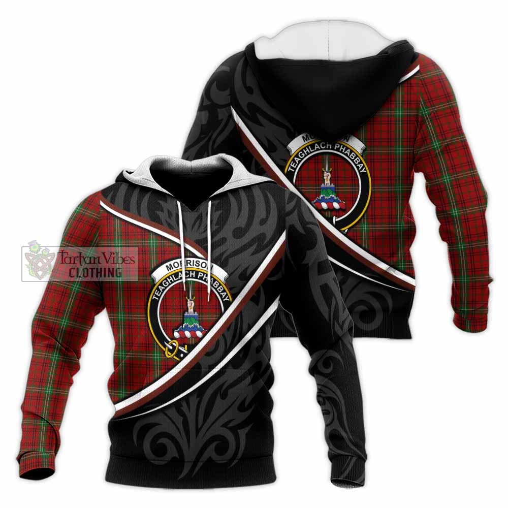 Morrison Tartan Family Crest Knitted Hoodie Celtic Scottish Thistle Floral - Tartan Vibes Clothing
