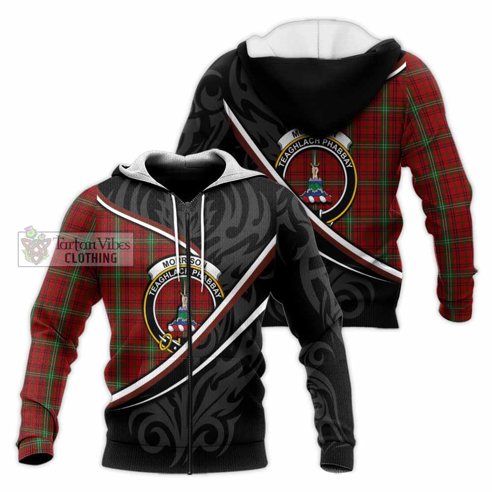 Morrison Tartan Family Crest Knitted Hoodie Celtic Scottish Thistle Floral - Tartan Vibes Clothing