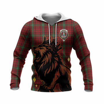 Morrison Tartan Family Crest Knitted Hoodie Crowned Lion Roaring