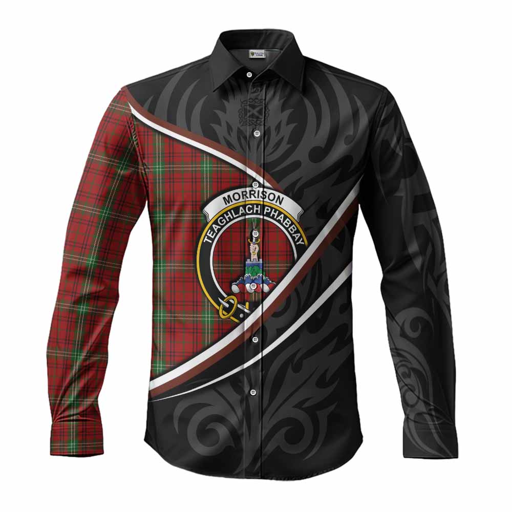 Morrison Tartan Family Crest Long Sleeve Button Shirts Celtic Scottish Thistle Floral - Tartan Vibes Clothing