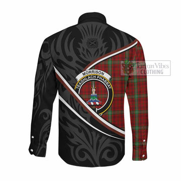 Morrison Tartan Family Crest Long Sleeve Button Shirts Celtic Scottish Thistle Floral