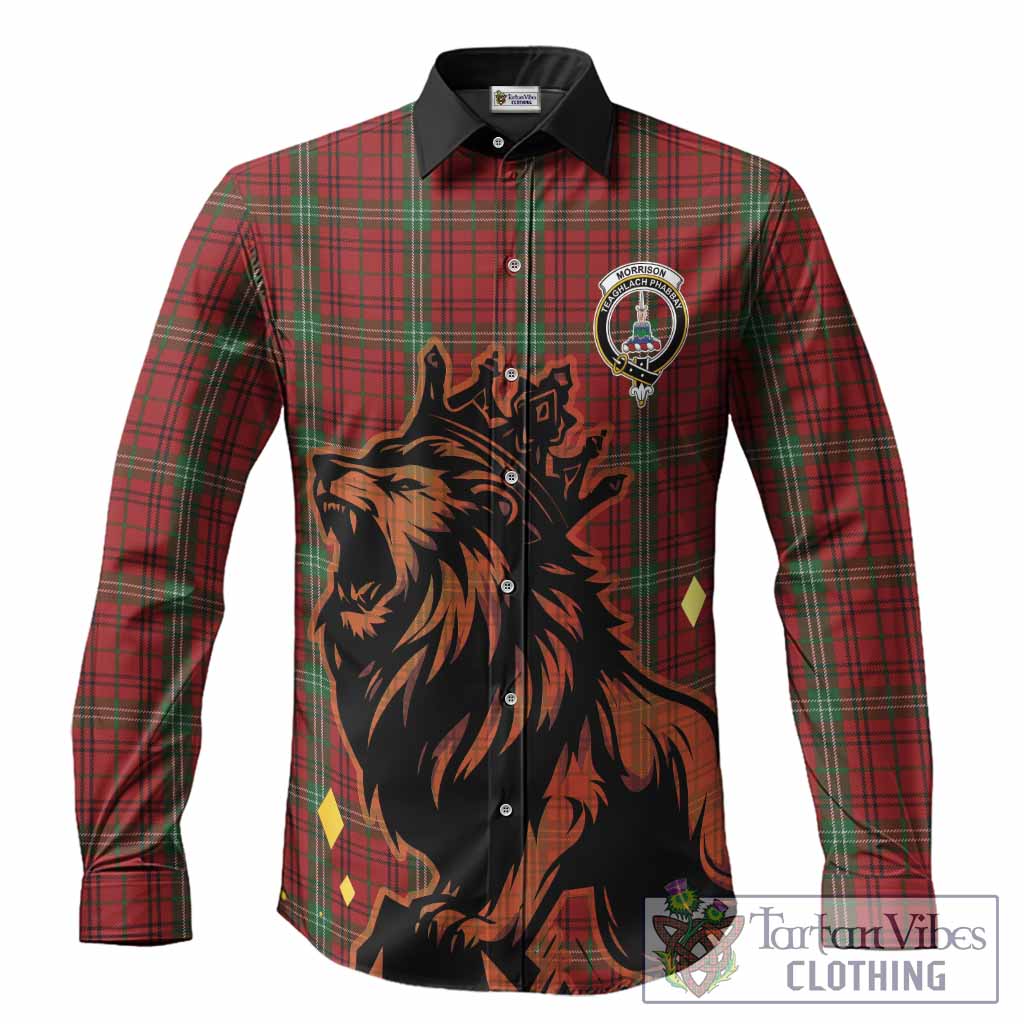 Morrison Tartan Family Crest Long Sleeve Button Shirts Crowned Lion Roaring