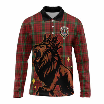 Morrison Tartan Family Crest Long Sleeve Polo Shirt Crowned Lion Roaring