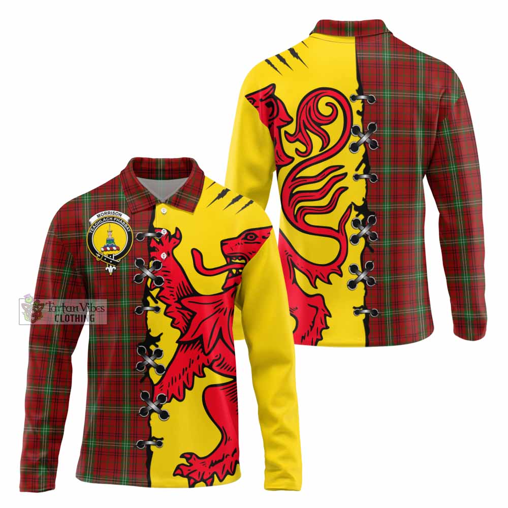 Morrison Tartan Family Crest Long Sleeve Polo Shirt Lion Rampant Honor - Tartan Vibes Clothing