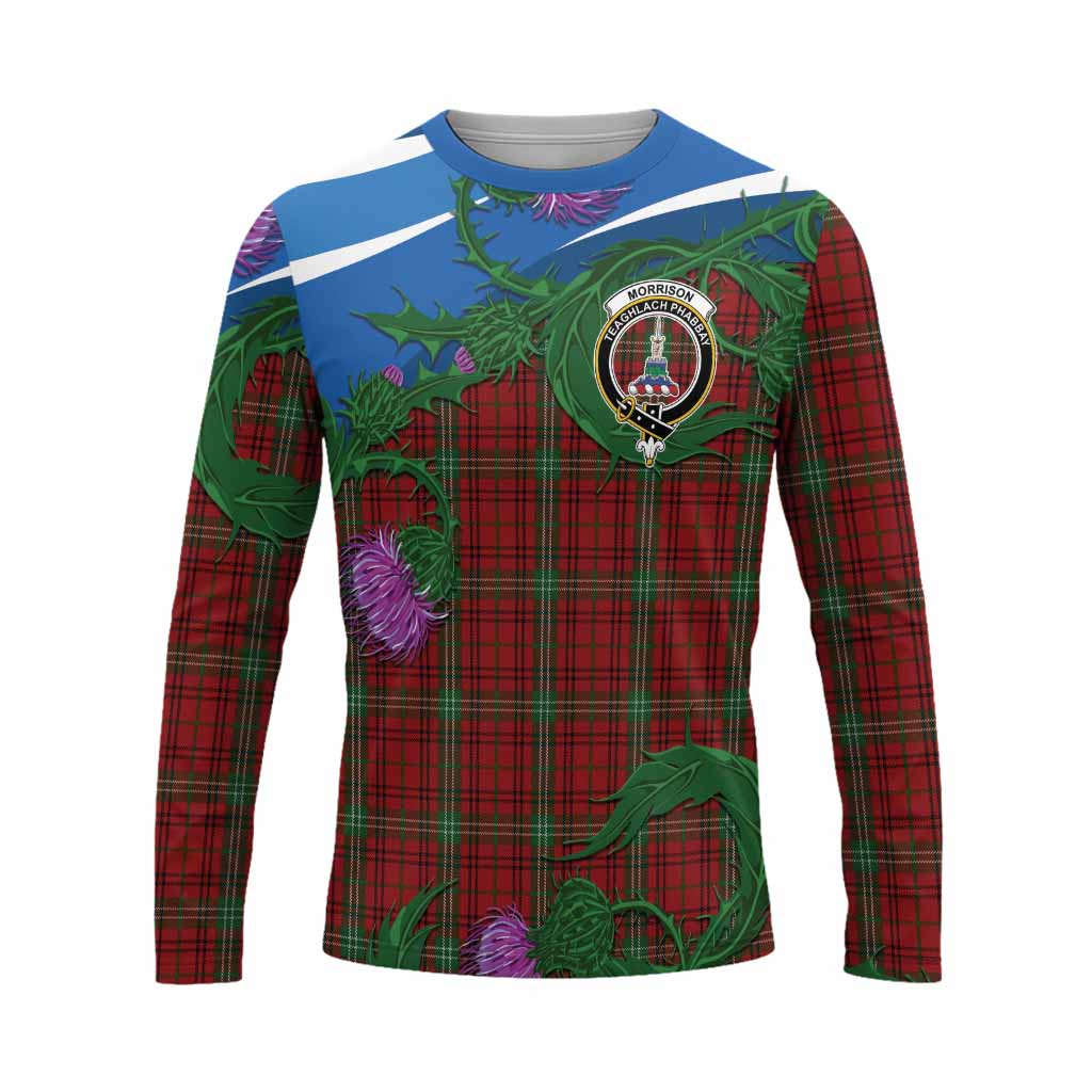 Morrison Tartan Family Crest Long Sleeve T-Shirt Thistle in Minimalism