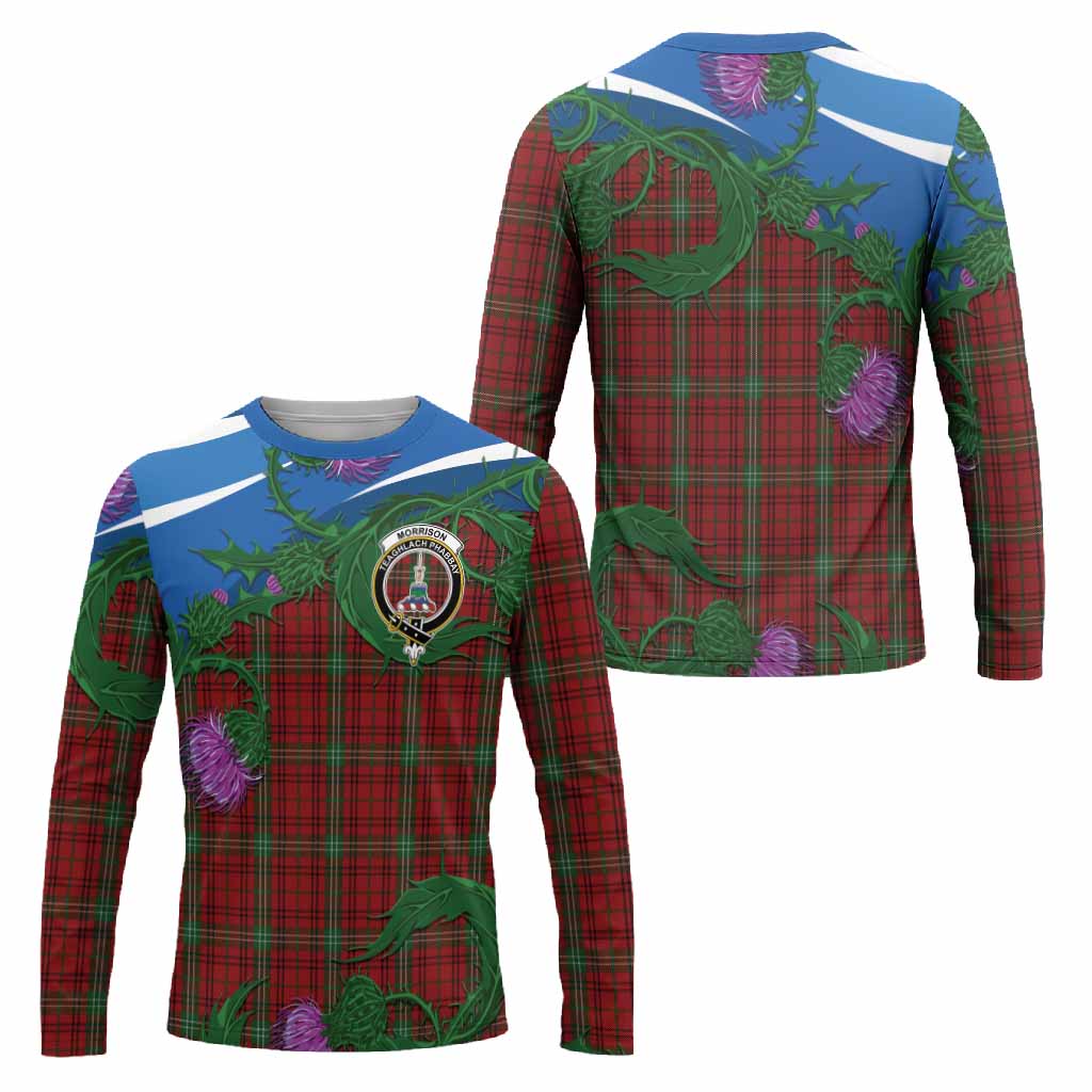 Morrison Tartan Family Crest Long Sleeve T-Shirt Thistle in Minimalism