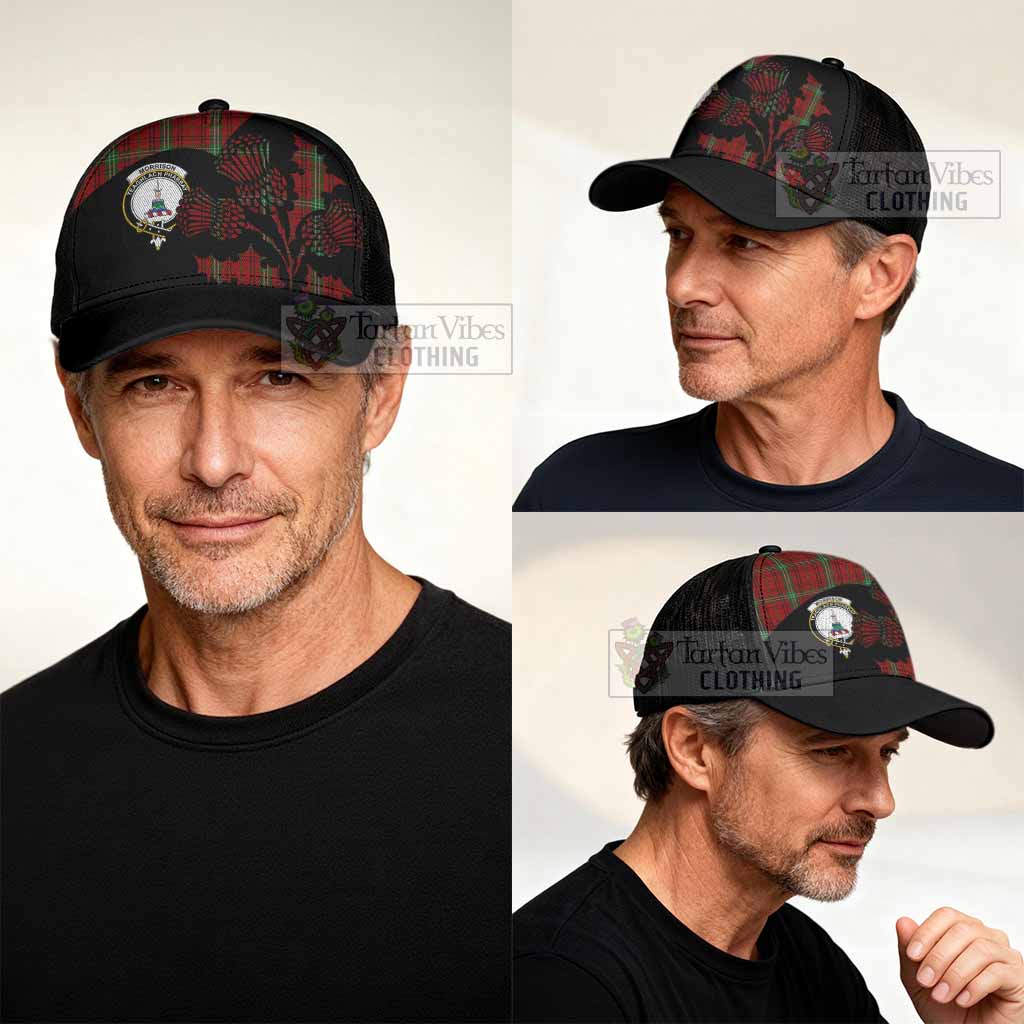 Morrison Tartan Family Crest Mesh Trucker Cap Scotland Thistle Floral Flag Style