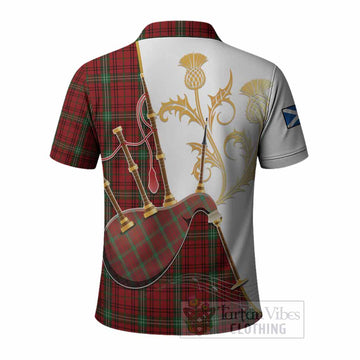 Morrison Tartan Family Crest Polo Shirt Bagpipes with Scottish Thistle
