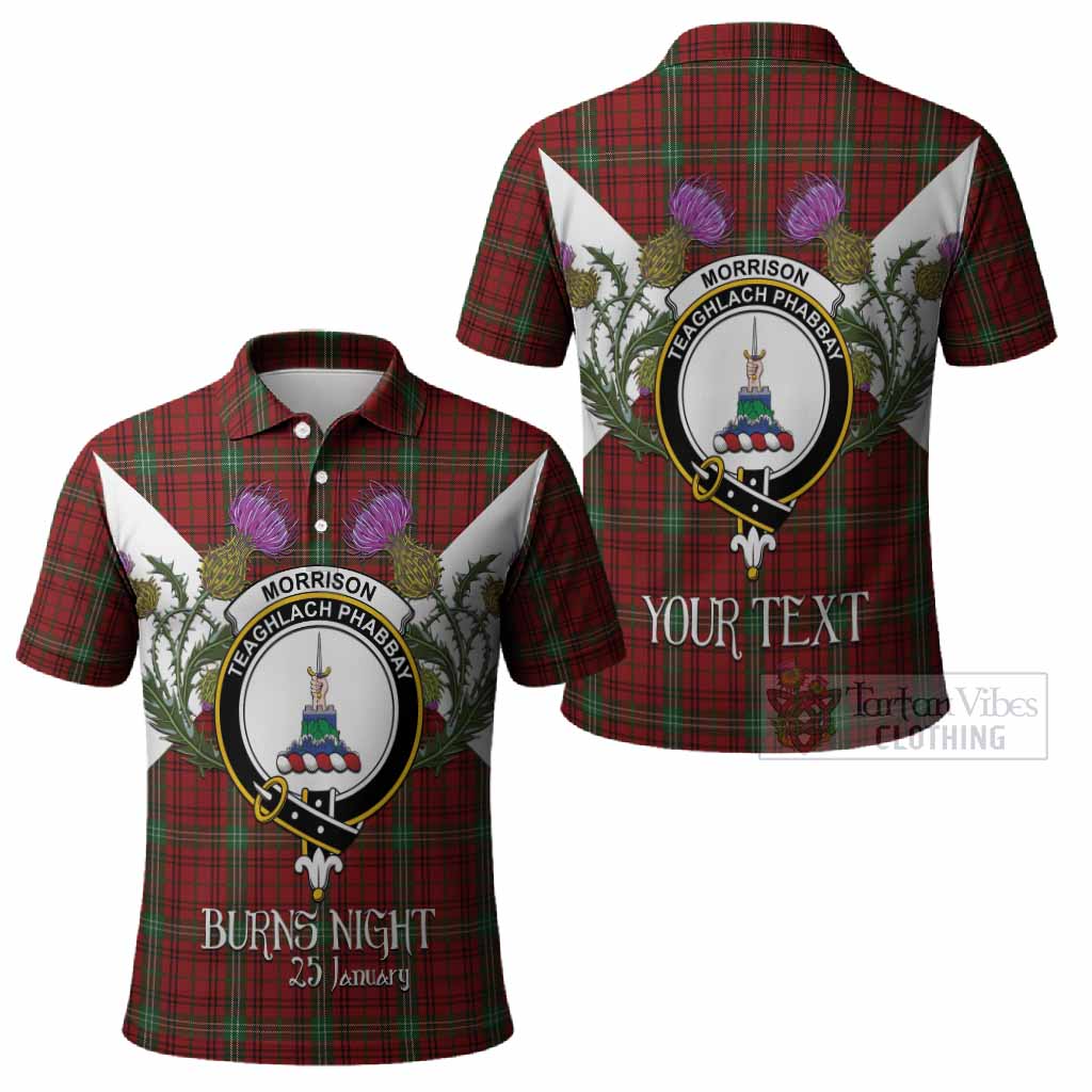 Morrison Tartan Family Crest Polo Shirt Scottish Burns Night Thistle Floral