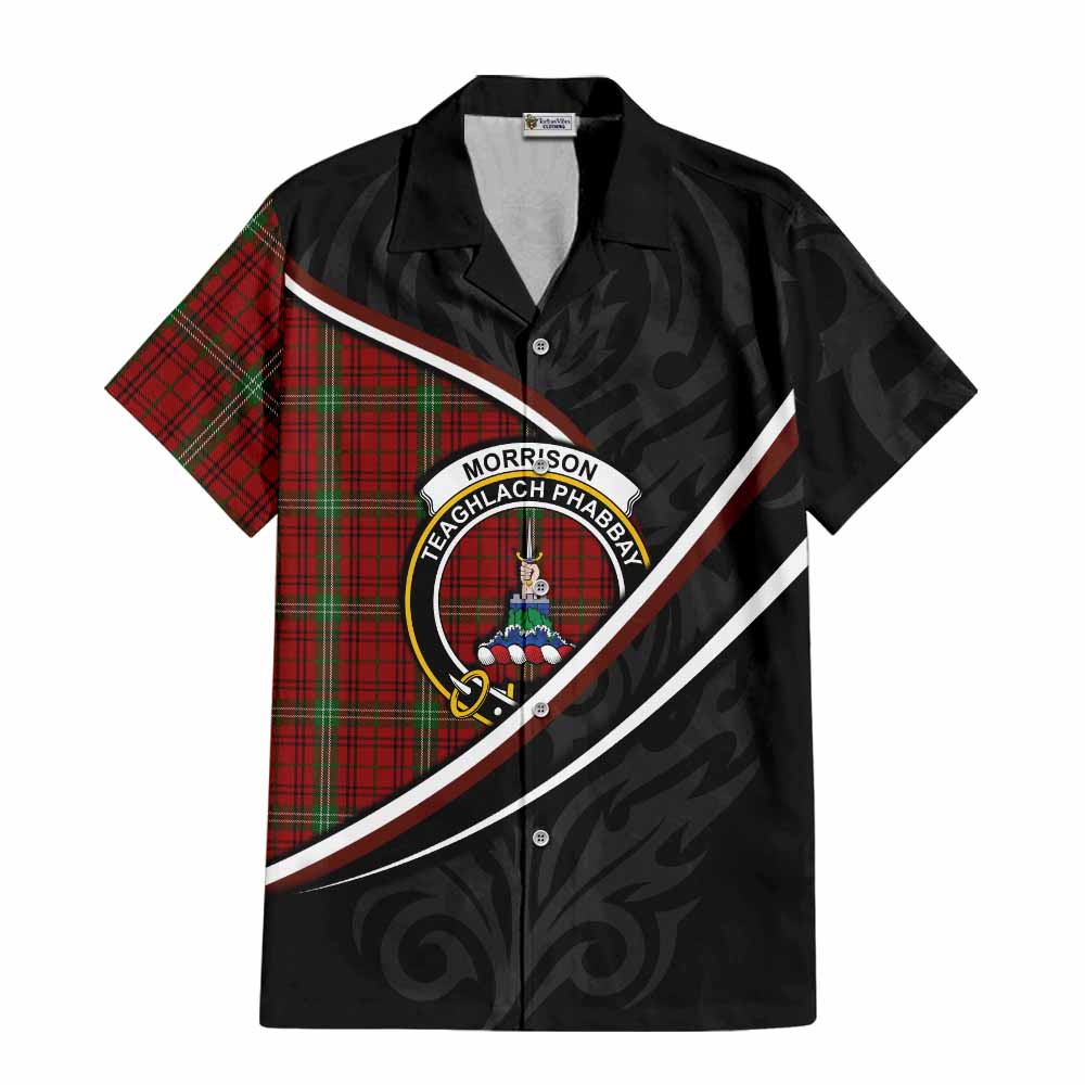 Morrison Tartan Family Crest Short Sleeve Button Shirt Celtic Scottish Thistle Floral - Tartan Vibes Clothing