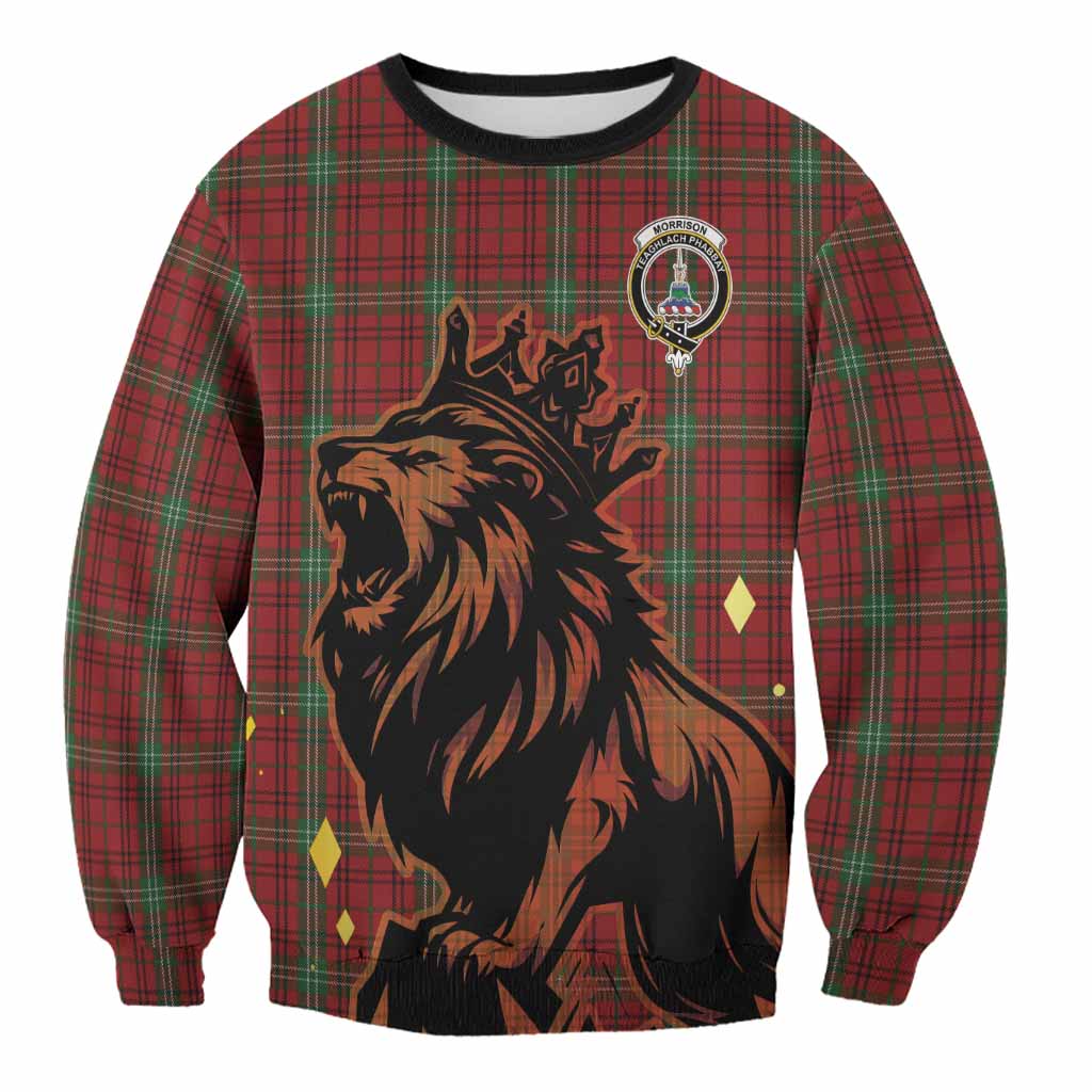 Morrison Tartan Family Crest Sweatshirt Crowned Lion Roaring