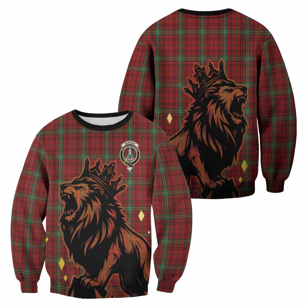Morrison Tartan Family Crest Sweatshirt Crowned Lion Roaring