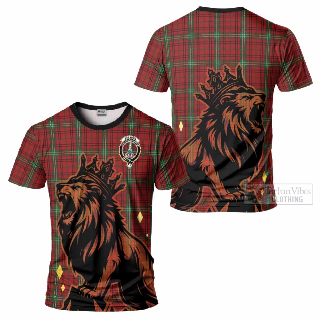 Morrison Tartan Family Crest T-Shirt Crowned Lion Roaring