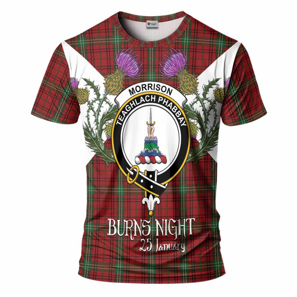 Morrison Tartan Family Crest T-Shirt Scottish Burns Night Thistle Floral
