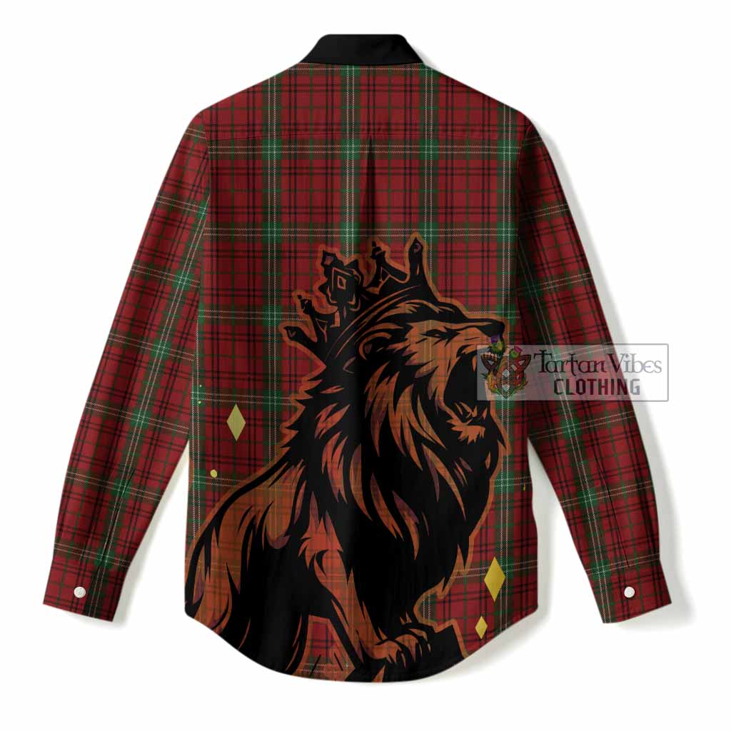 Morrison Tartan Family Crest Women Casual Shirt Crowned Lion Roaring