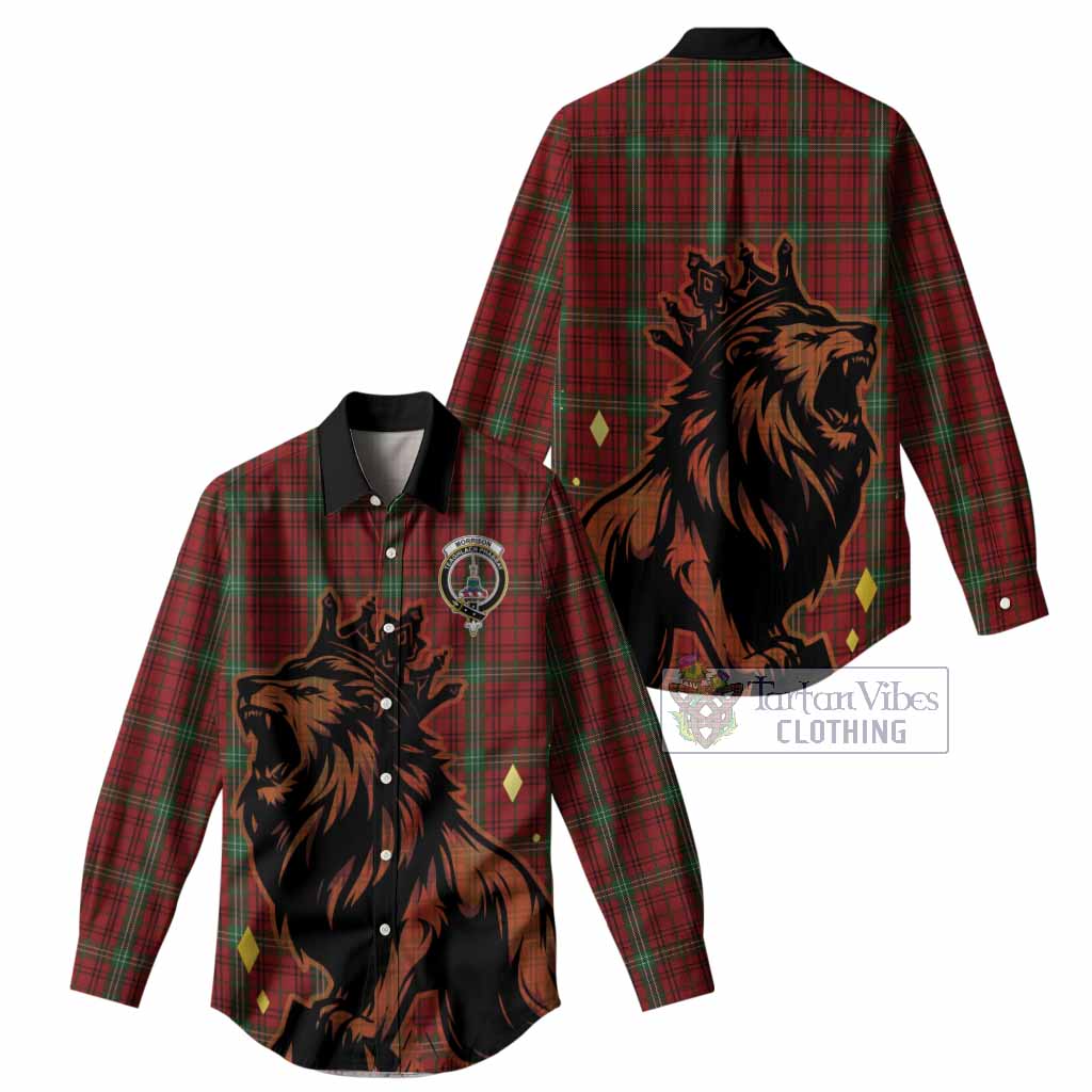 Morrison Tartan Family Crest Women Casual Shirt Crowned Lion Roaring