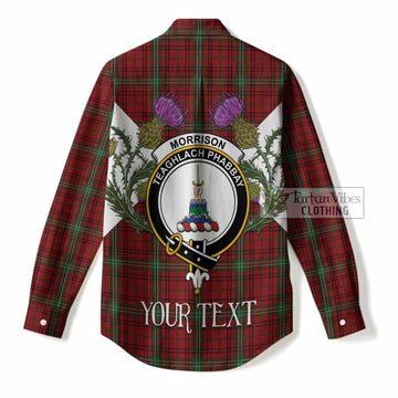 Morrison Tartan Family Crest Women Casual Shirt Scottish Burns Night Thistle Floral