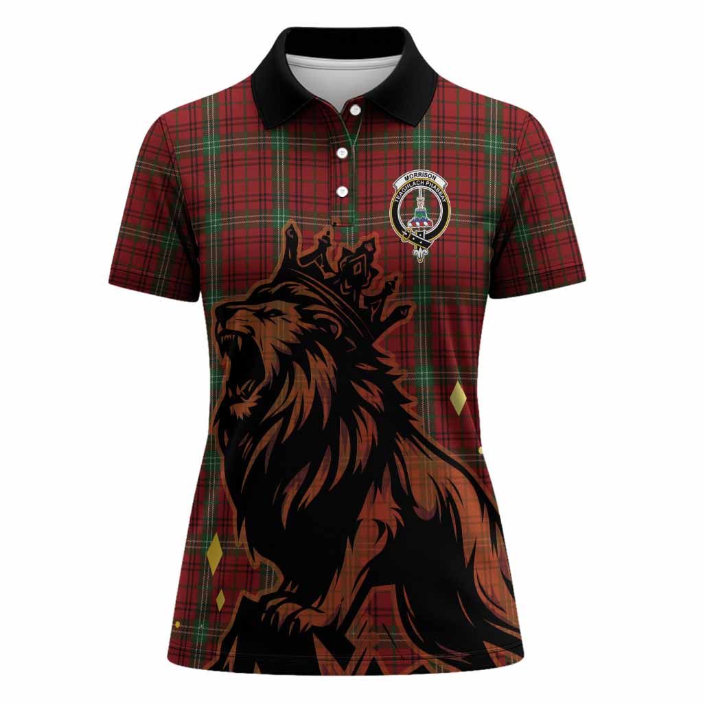 Morrison Tartan Family Crest Women Polo Shirt Crowned Lion Roaring