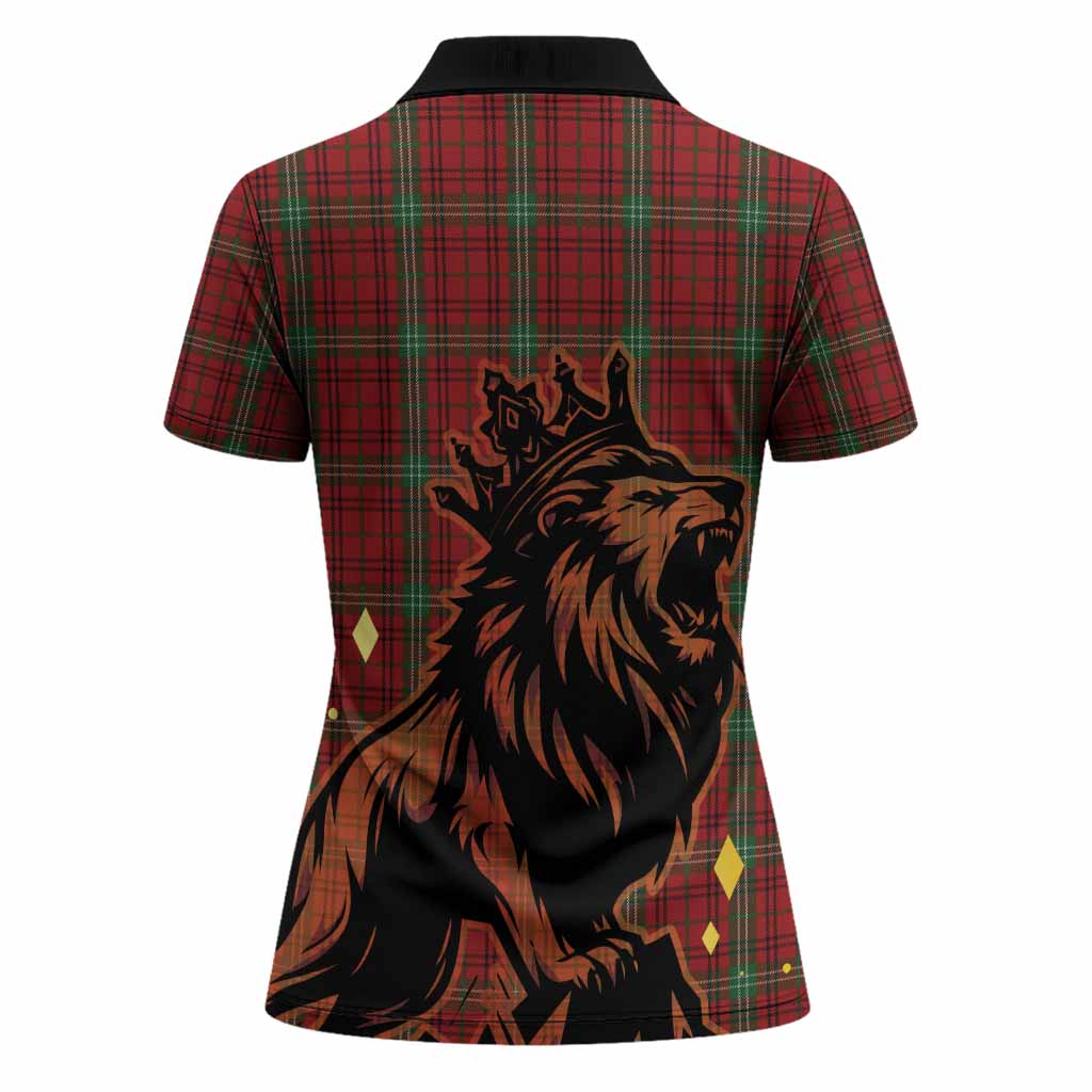 Morrison Tartan Family Crest Women Polo Shirt Crowned Lion Roaring