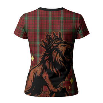 Morrison Tartan Family Crest Women T shirt Crowned Lion Roaring