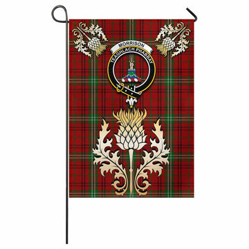 Morrison Tartan Garden Flag with Golden Regal Scottish Thistle Emblem