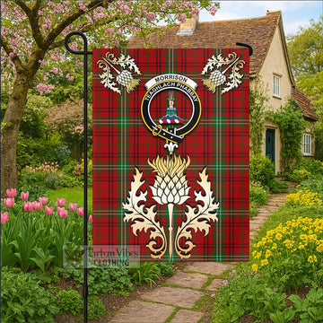 Morrison Tartan Garden Flag with Golden Regal Scottish Thistle Emblem