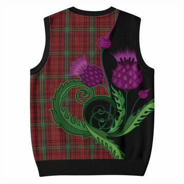 Morrison Tartan Knitted V-Neck Vest Traditional Scottish Thistle