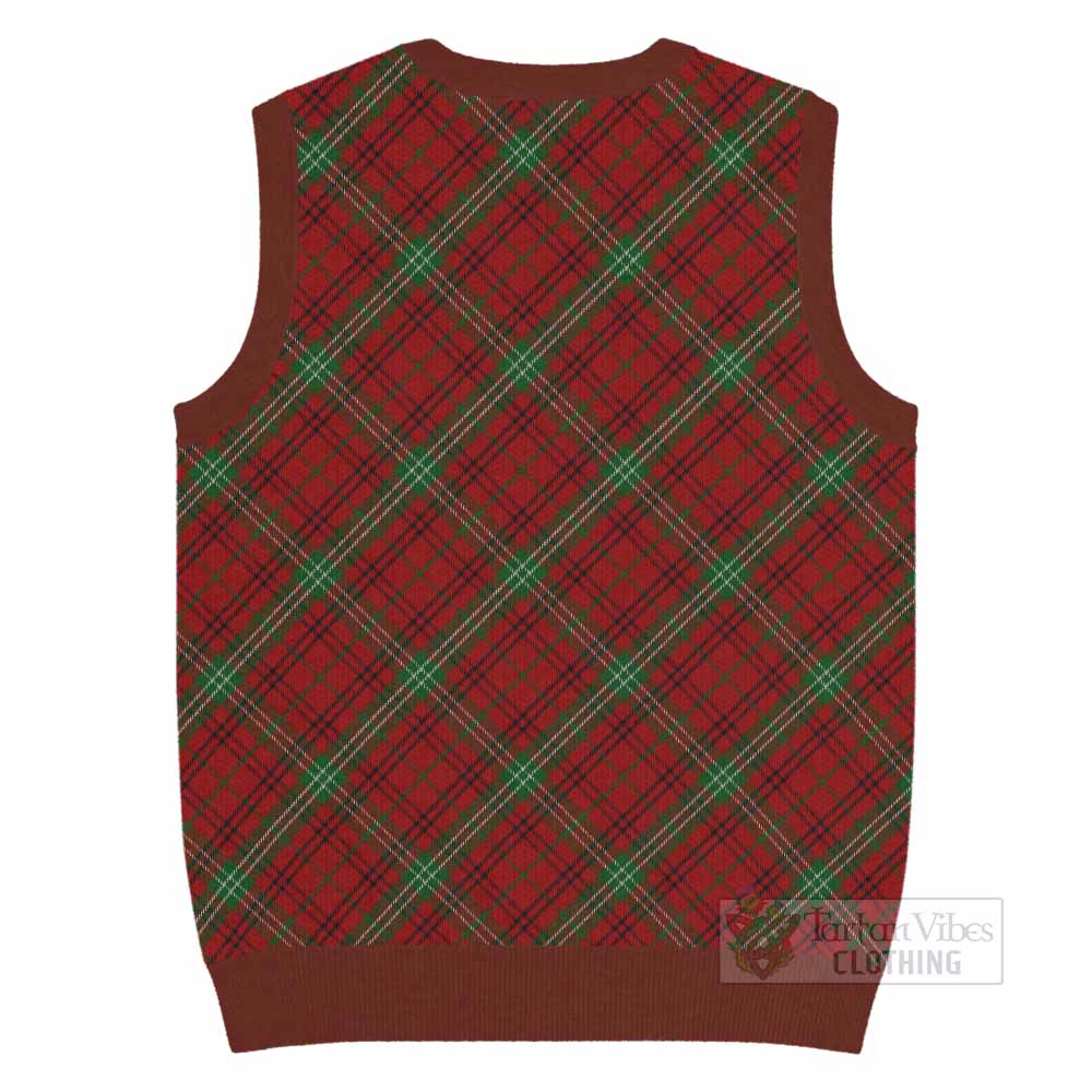 Morrison Tartan Knitted V-Neck Vest with Family Crest Cross Style