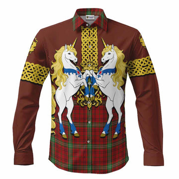Morrison Tartan Long Sleeve Button Shirts Unicorn Celtic Knot And Thistle Emblem