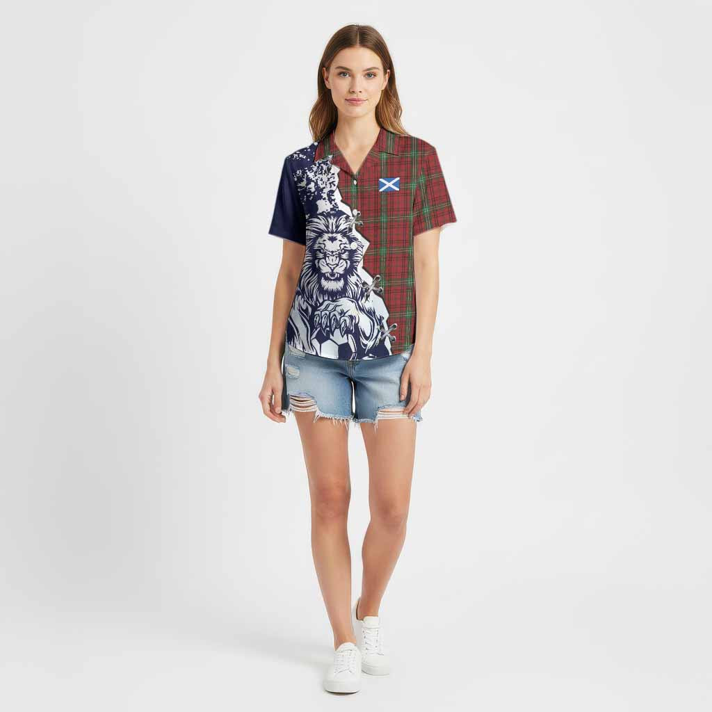Morrison Tartan Scottish Cotton Hawaiian Shirt Angry Lion With Soccer Ball Style