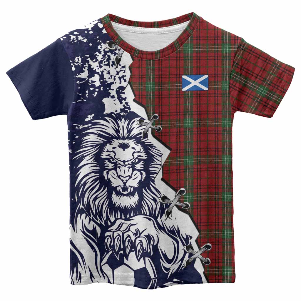 Morrison Tartan Scottish Kid T-shirt Angry Lion With Soccer Ball Style