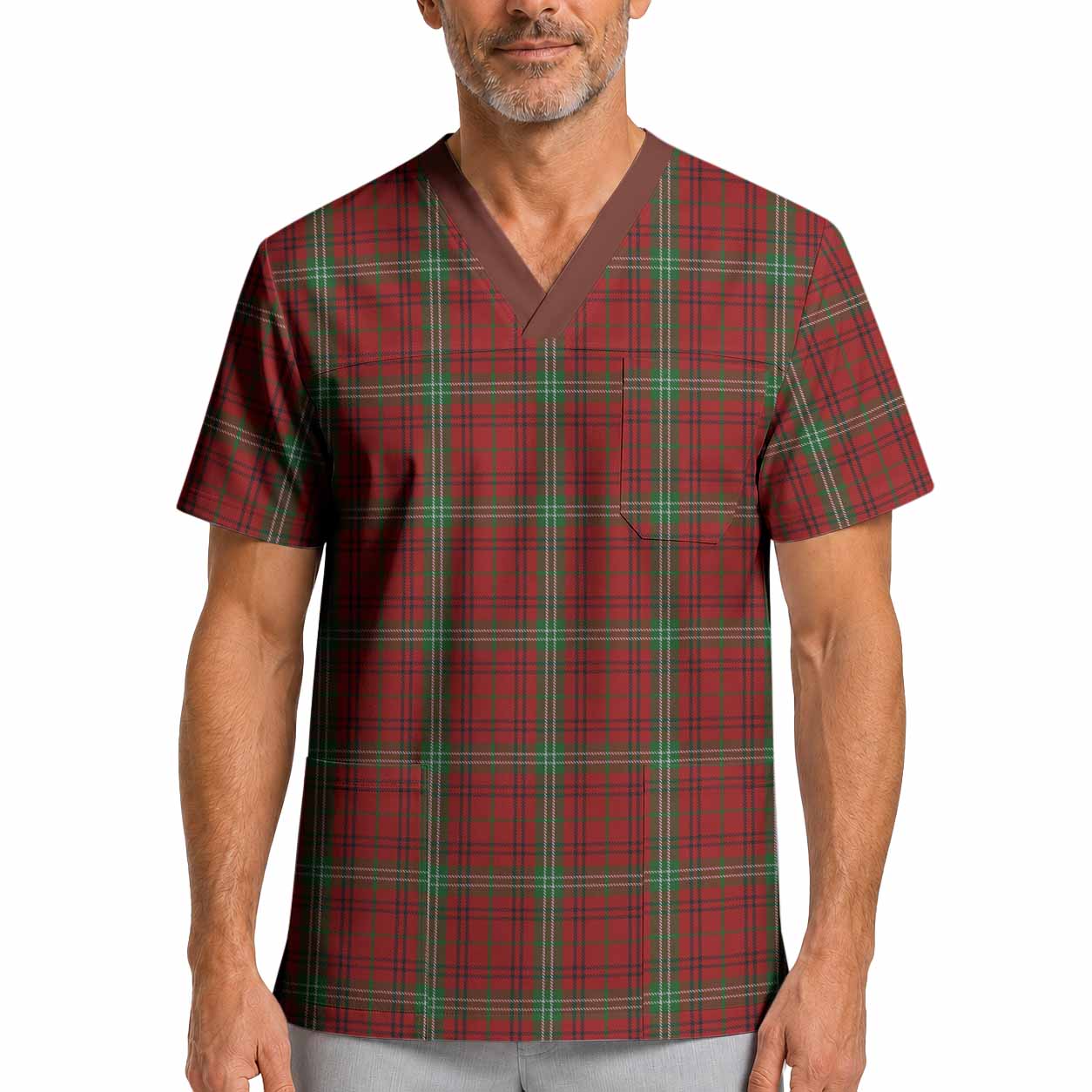 Morrison Tartan Scrub Top XL - Tartan Vibes Clothing
