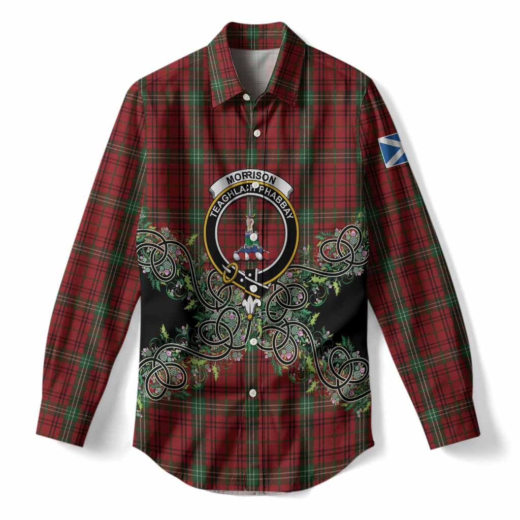 Morrison Tartan Women Casual Shirt Thistle Scottish Spirit