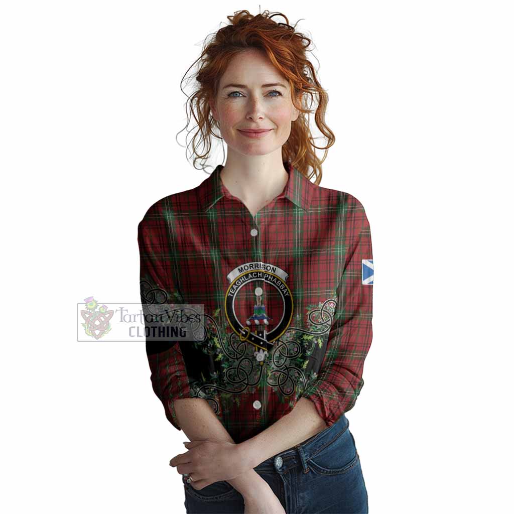 Morrison Tartan Women Casual Shirt Thistle Scottish Spirit