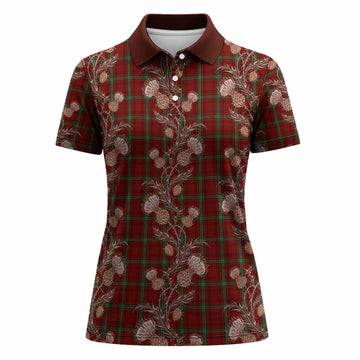 Morrison Tartan Women Polo Shirt Seamless Scottish Thistle Flowers
