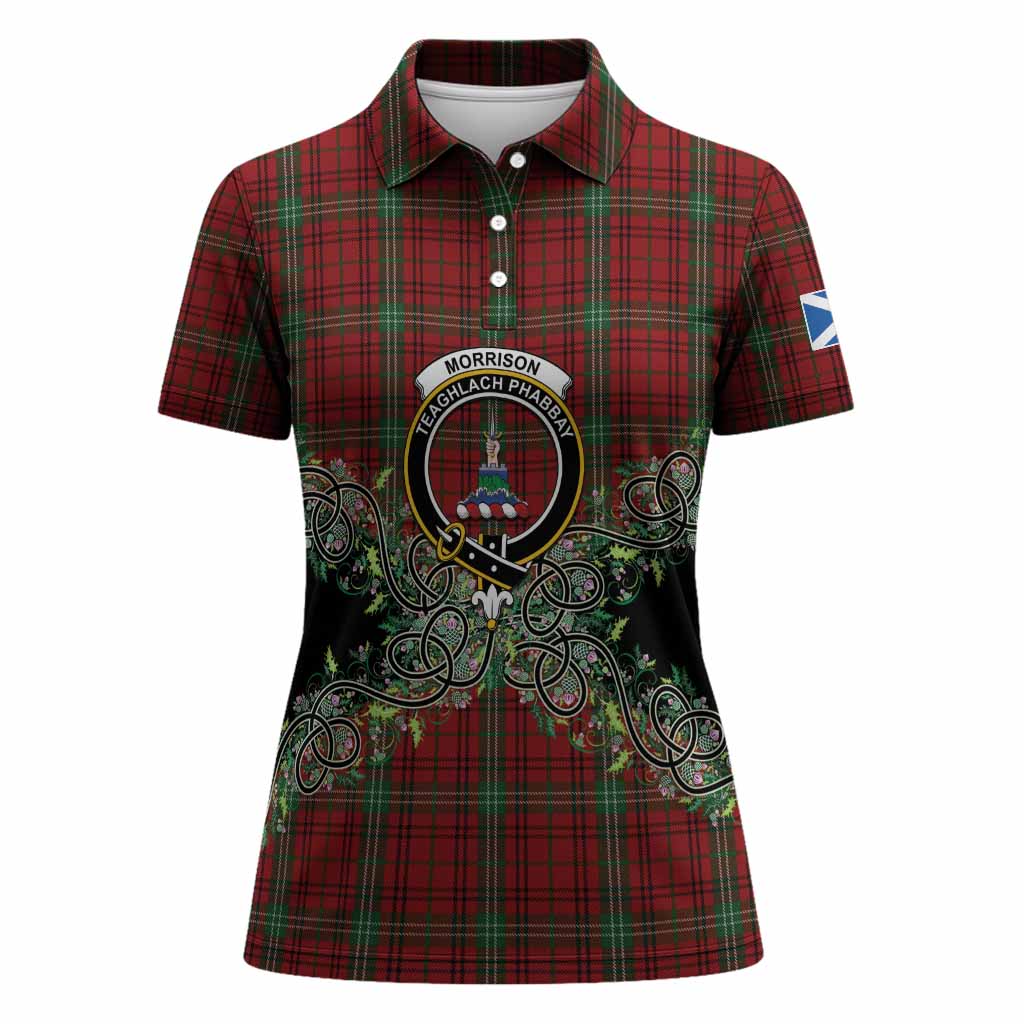 Morrison Tartan Women Polo Shirt Thistle Scottish Spirit