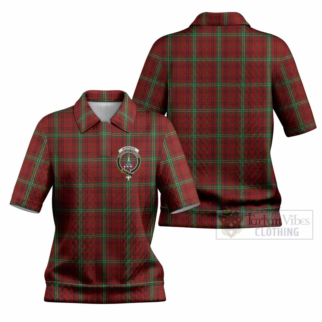Morrison Tartan Women’s Polo Sweater Top with Family Crest
