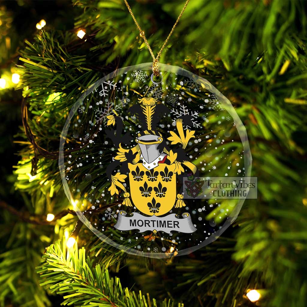 Mortimer Irish Clan Christmas Glass Ornament with Coat of Arms Transparent Glass Circle - 2D-tartanvibesclothing