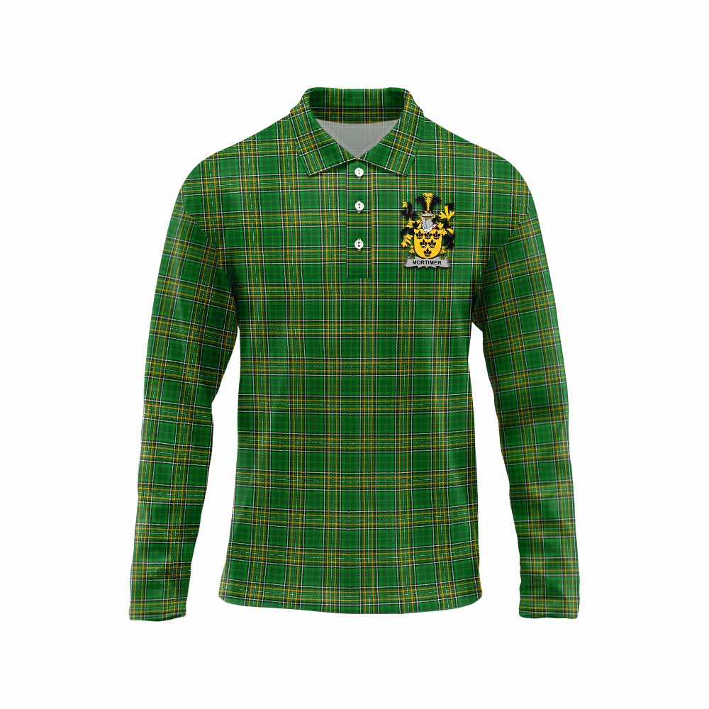Mortimer Irish Clan Tartan Long Sleeve Polo Shirt with Coat of Arms Unisex - Tartan Vibes Clothing